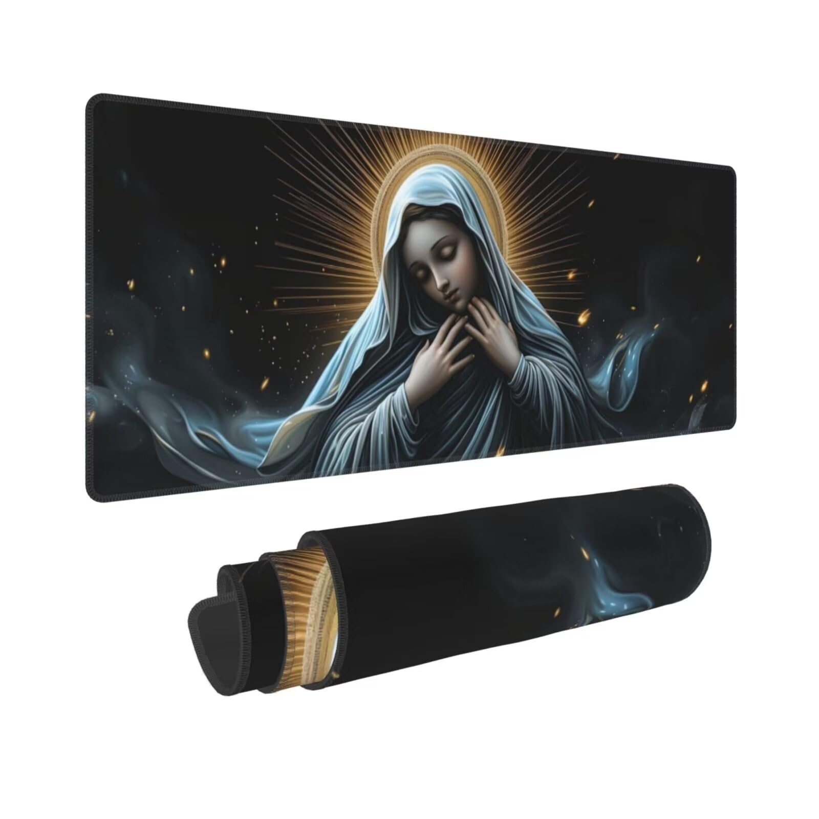 Tappetino Mouse, Tappetino Mouse Gaming Grande XXL 1500x800x3mm Tappetino Scrivania Mouse Pad, Base in Gomma Antiscivolo, Bordi Cuciti,Lavabile, Mousepad per Ufficio e Gaming (Nostra Signora) R-610