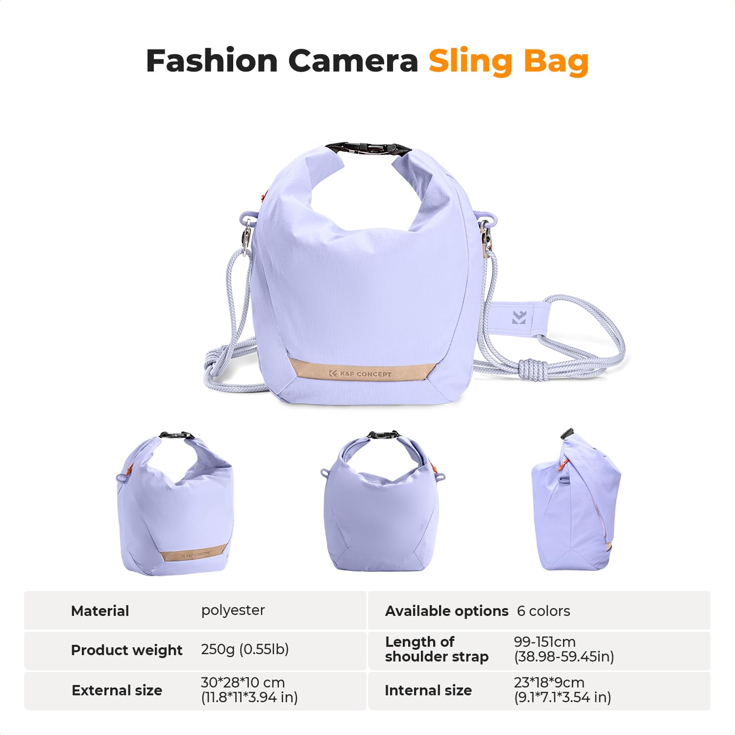 K&F CONCEPT Bolsa Camara Fotografica, Moda Bandolera Camara, Bolso Bandolera Ligera Camera Bag, Bandolera Ajustable para Cámara Fotográfica Adecuado para cámaras SLR/DSLR Púrpura