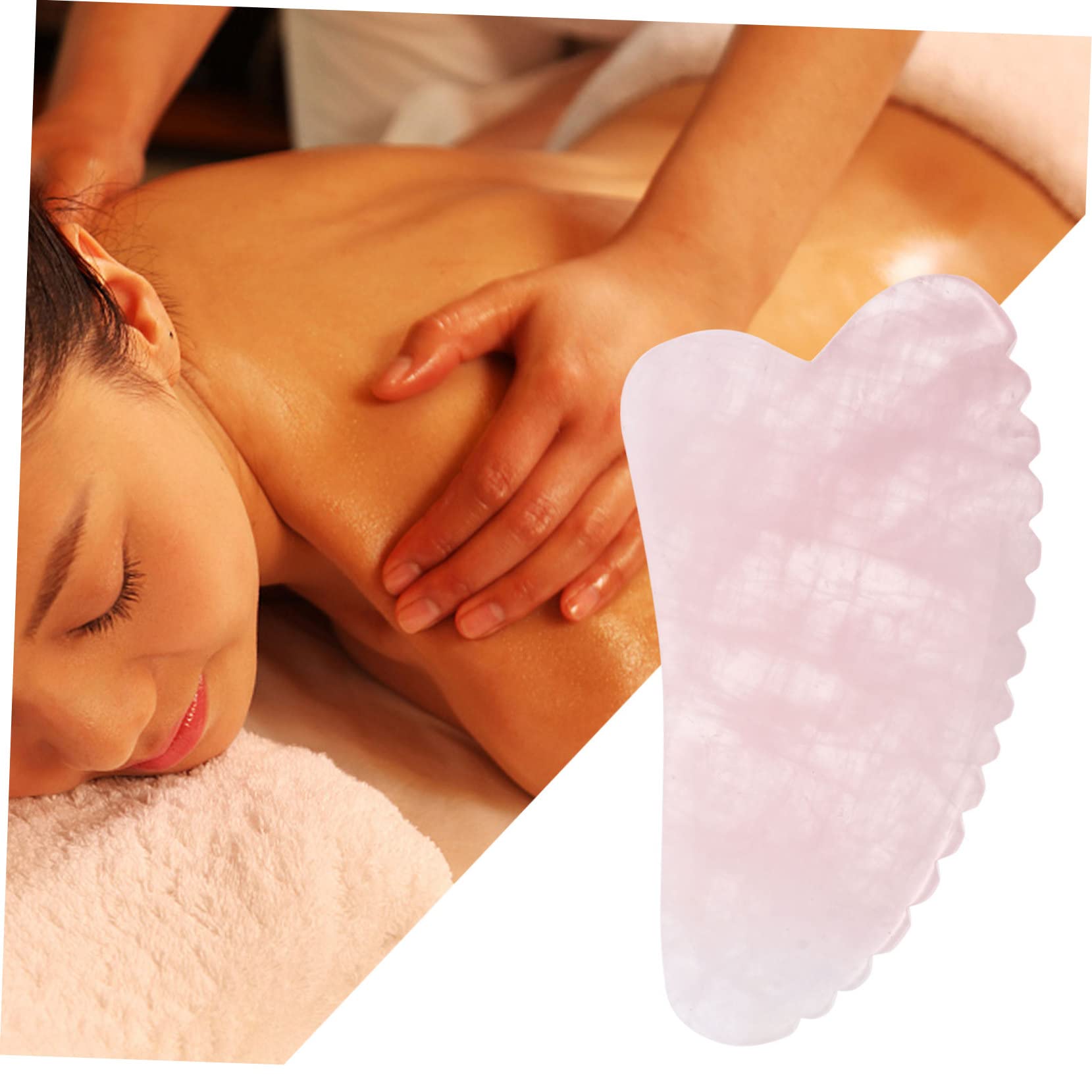 Gatuida 2pezzi Piastra Massaggiante Quarzo Rosa Per Scraping Strumento Portatile Per Massaggio Viso Corpo e Spalle Per Rilassamento Muscolare e Trattamenti Spa