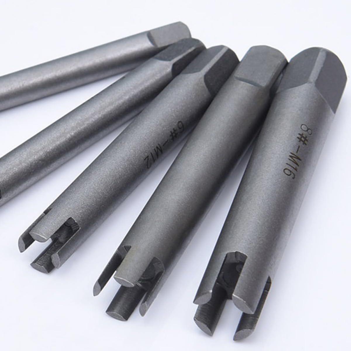 TEHAUX Alloy Screw Extractor Set 10 Pcs Damaged Bolt Removers Universal Broken Tap Extractors Compatible with Rusted Screws and Studs with Storage Box