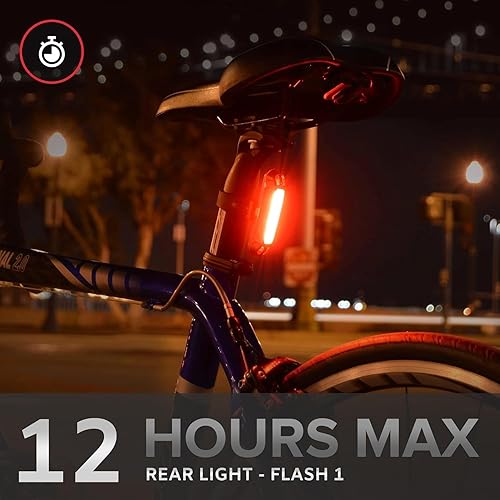 Miniatura 3 de LINE-120 Luces delanteras y traseras para bicicleta o monopatín  Juego de faros LED recargables por USB y luces traseras  Accesorios para la