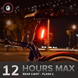 LINE-120 Front & Rear Bike or Skateboard Lights - USB Rechargeable LED Headlight & Taillight Set - Accessories for Bicycle, Longboard & Skateboard Safety (Front & Rear/USB-C)