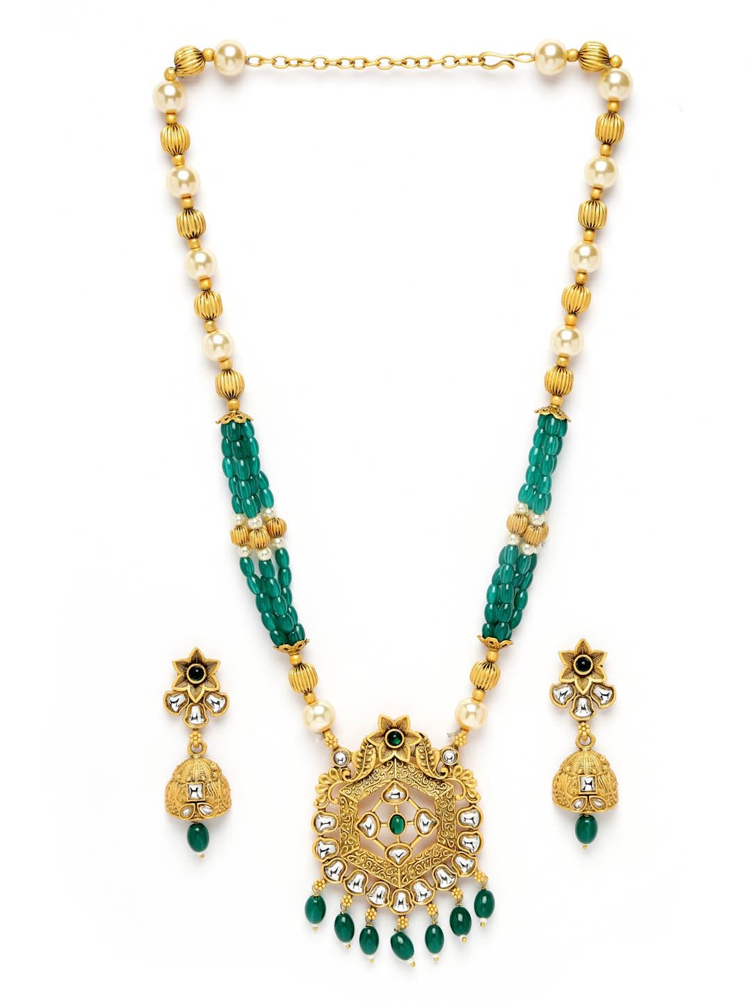 Adiva Latest Stylish Traditional Gold-Plated Kundan Stone Studded & Pearls Handcrafted Necklace with Earrings Jewellery Set for Women & Girls (B0CVXDRCW3) Amazon Price History, Amazon Price Tracker