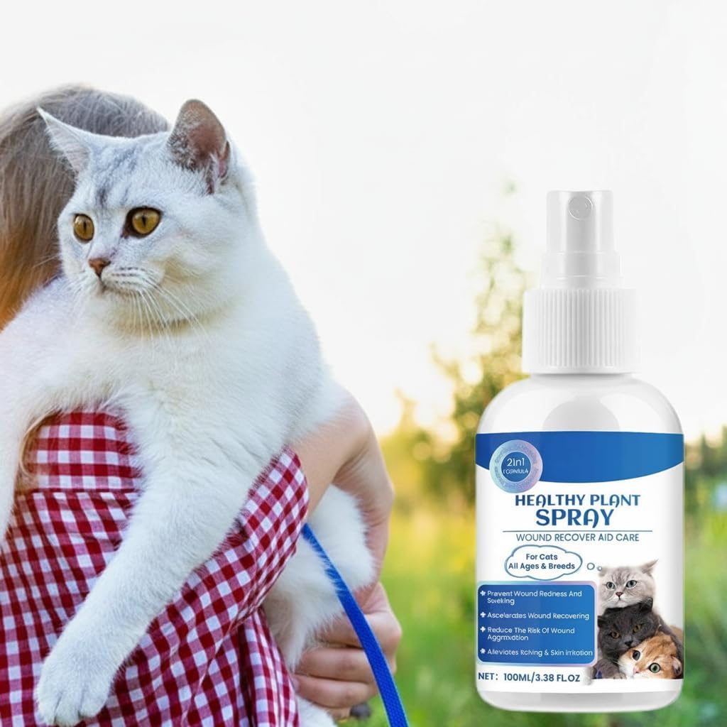 Azonee Pet Wound Healing Spray, 100ml Anti Itch Skin Care Cat Spray, Natural Cat Wound Healer, Hot Spots Relief, Dry Skin Repair Liquid for Cats Irritated Dry Itchy Skin