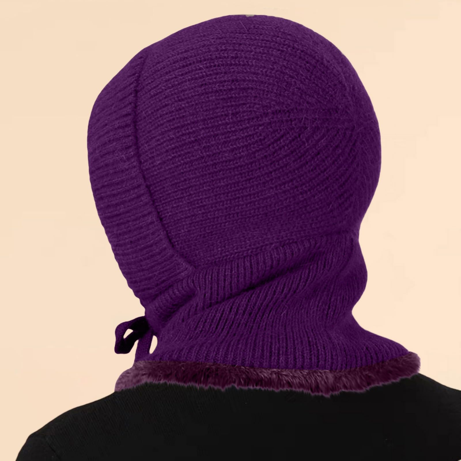 Générique Bonnet Tricot Femme d'hiver, Cagoule 3 en 1 avec Écharpe à Capuche, Chapeaux Hiver Chauds et Élastiques en Laine pour Femmes, Cagoule Balaclava Masque Thermique pour Ski, Cyclisme Outdoor