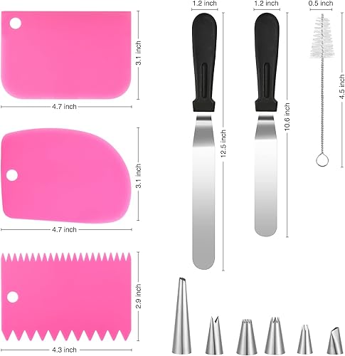 Miniatura 7 de Juego de pistola de decoración de glaseado, juego de jeringas decorativas de postres de acero inoxidable, inyector de llenado de glaseado de