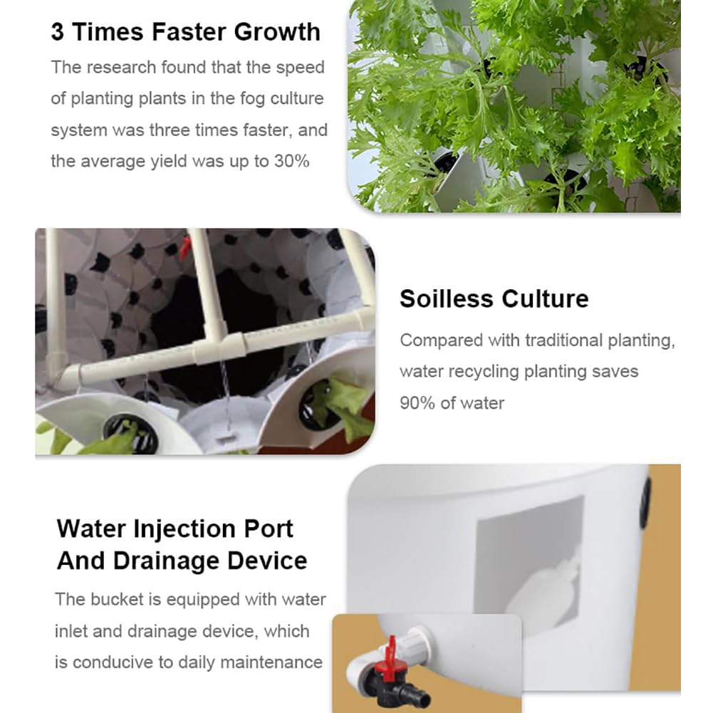 Tower Garden Sistema de cultivo hidropónico 6/8/10 Torre hidropónica vertical de piso con tanque de agua de 100 L Kit de cultivo aeropónico, kit de germinación de hierbas para macetero de jardín int