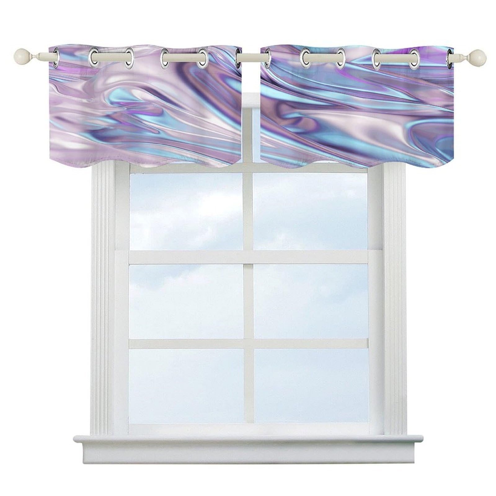 Cortinas opacas plateadas de 52 x 18.1 pulgadas con bolsillo para ventana de cocina