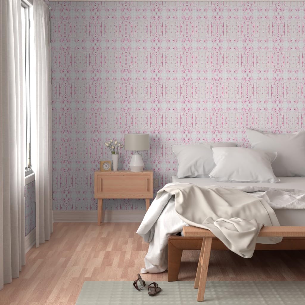 Peel & Stick Wallpaper 9ft x 2ft - Peony Pinks Girls Room Pink Wedding Custom Removable Wallpaper by Spoonflower