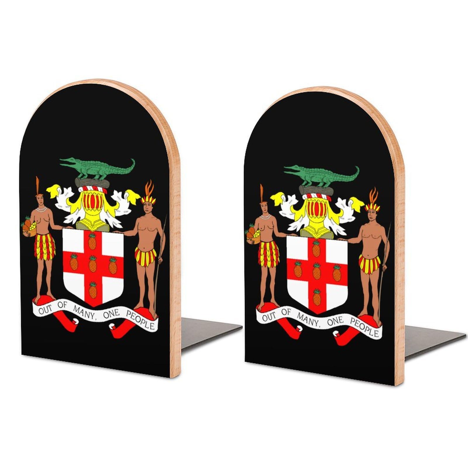 Nclqvjxzkhw Style Coat Arms Of Jamaica Book Ends For Shelves Bookends Bookshelf Holder Stand Books Stopper Home Office Decor