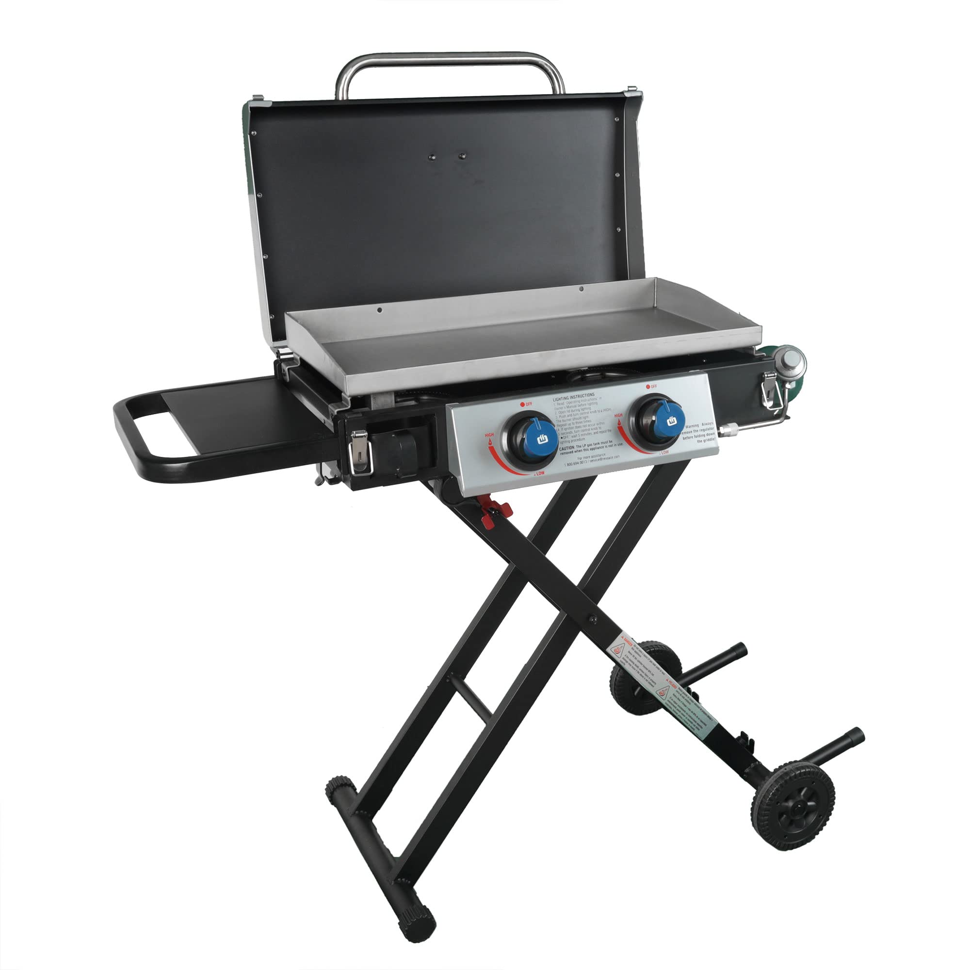 Razor Parrilla portátil de gas propano LP con tapa de cubierta superior, ruedas y estante de almacenamiento para cocinar en barbacoa, GGC2030M