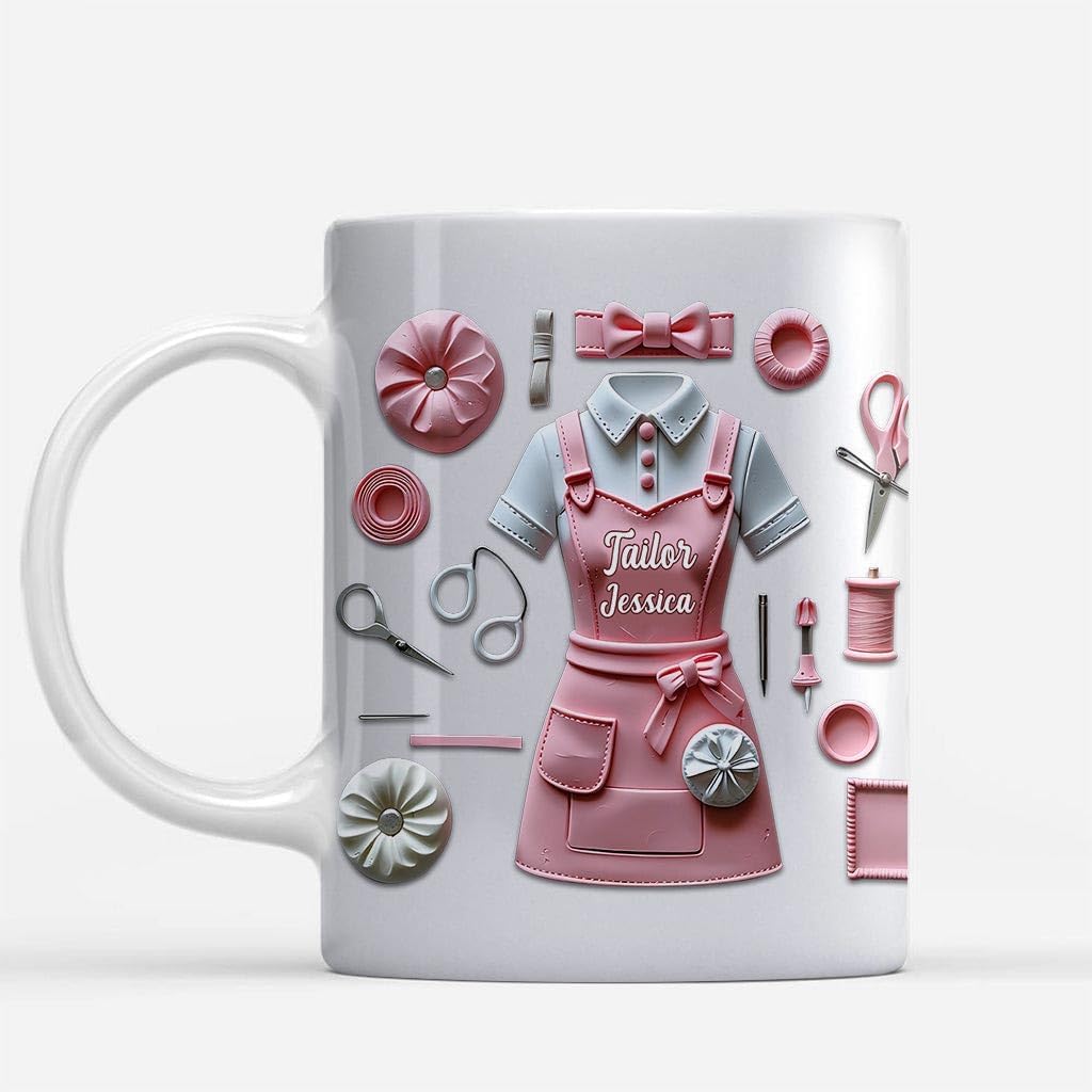 Personalized Sewing Enthusiast Mug - Just A Girl Who Loves Sewing | Gift For Crafters & Seamstresses | Unique Present For Sewing Lovers | Coffee Cup For Tailors 005 - Image 1 of 9
