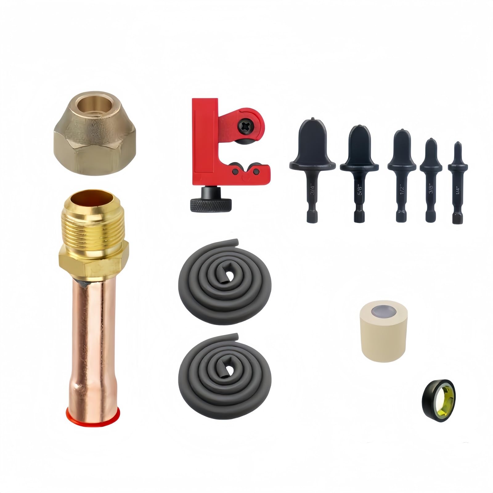 Generisches Kupferrohr-Werkzeugset for Klimaanlagen – Rohrschneider, Belling-Stauch-Expander und Wärmedämmung for die HVAC-Installation(3/4INCH)