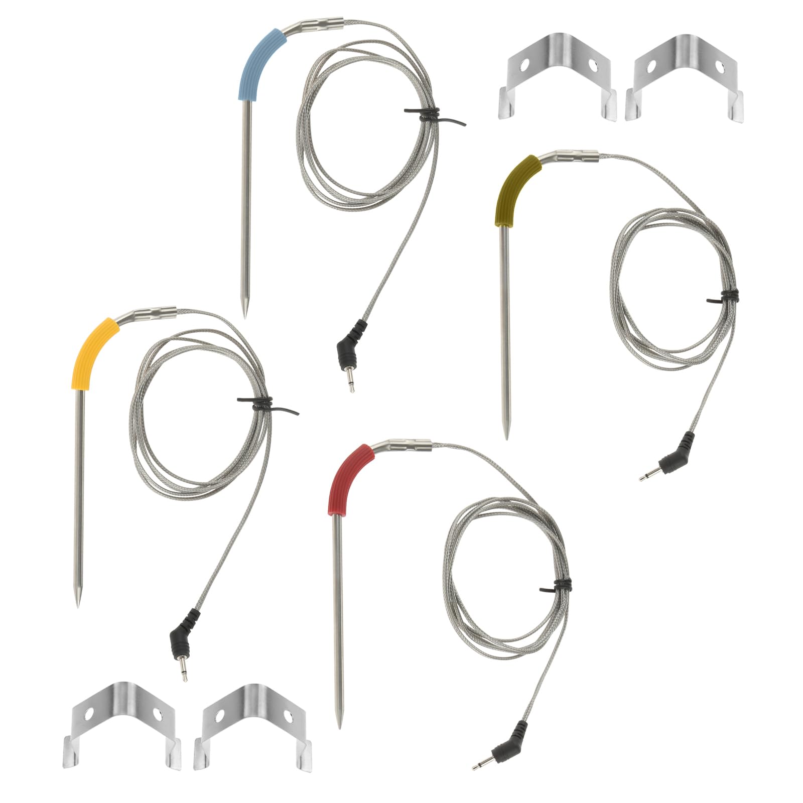 Sonda de repuesto para barbacoa Weber Igrill 2 Igrill Mini Igrill 3 termómetros sonda de repuesto para barbacoa de carne de -30 °C hasta 300 °C (verde, azul, rojo y amarillo)
