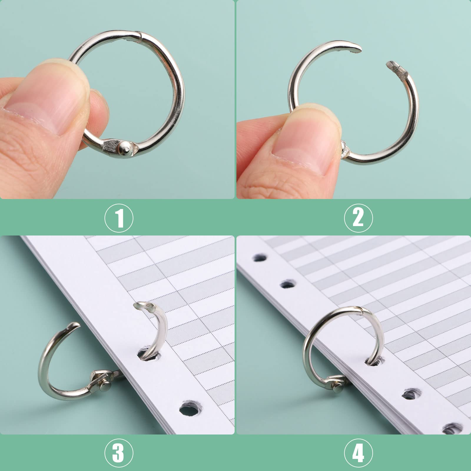 Anelli Per Libri In Metallo - 20 Pezzi Argento - Per Rilegatura E Organizzazione