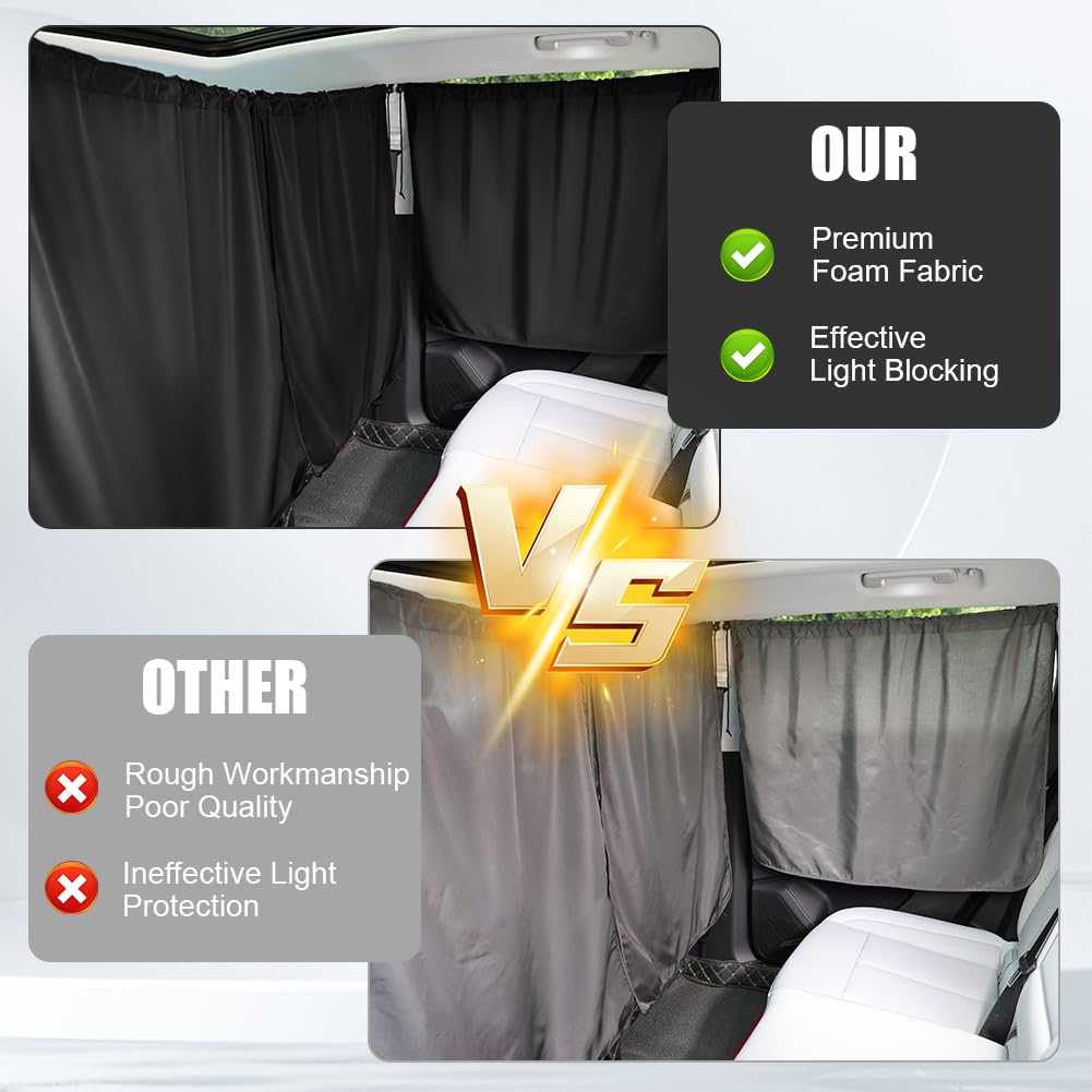 Cortinas Divisorias de Coche, 140*80CM Cortina para Automóvil para Privacidad, Incluye 1 Cortina de Asiento y 2 Cortinas Laterales, Desmontable, Aplicable a Sedán, SUV