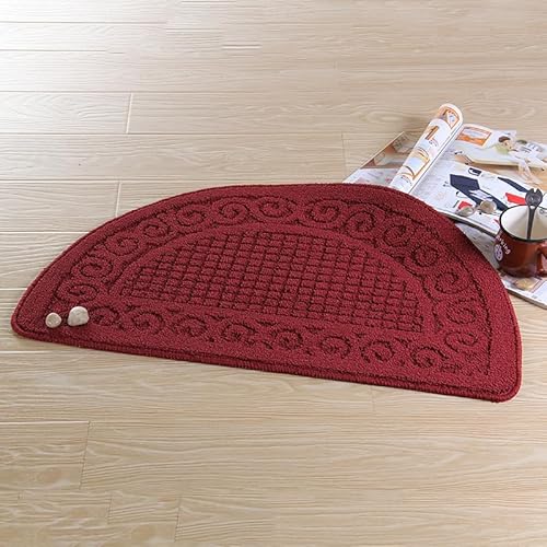 SUXUMHAO ラグジュアリーバスルームラグマット、エクストラソフトで吸収性の高いマイクロファイバーバスラグ、ノンスリッププラッシュシャギーバスカーペット、洗濯機乾燥、バスルームフロア用バスマット、ポリプロピレンハーフラウンド(レッド)