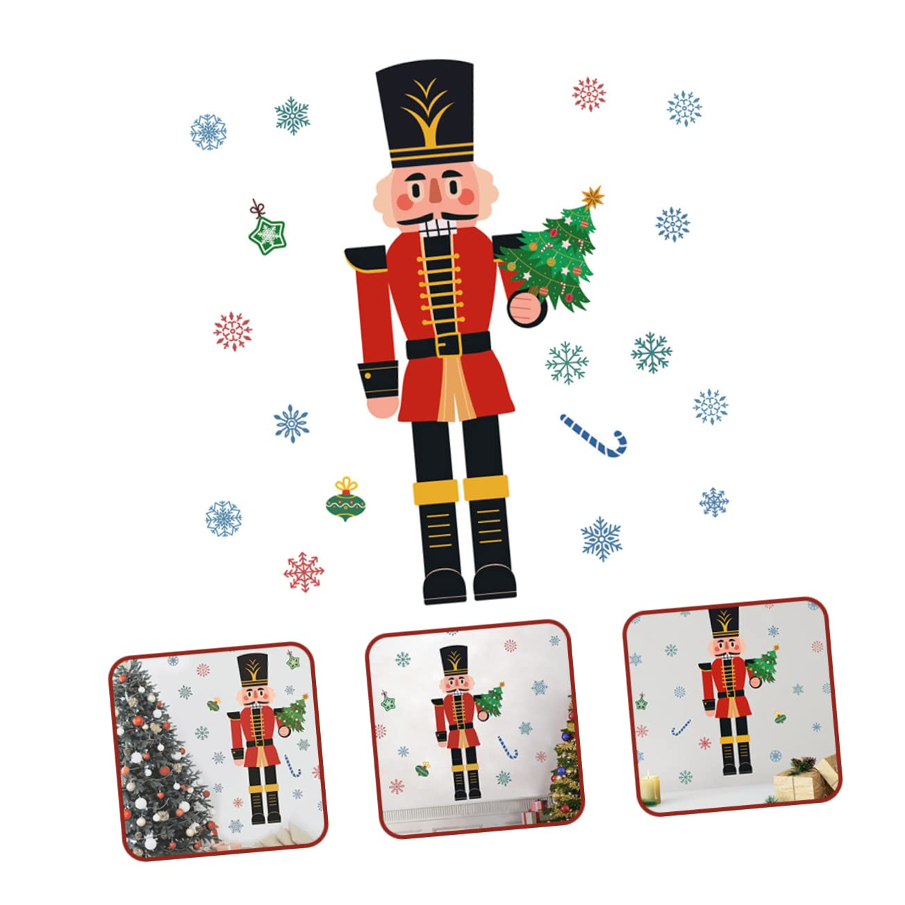 Alipis 4 Pièces Autocollants de fenêtre de Noël décalcomanies de fenêtre de noël décalque de de stickers the office decoration noel Sticker Casse-Noisette de PVC
