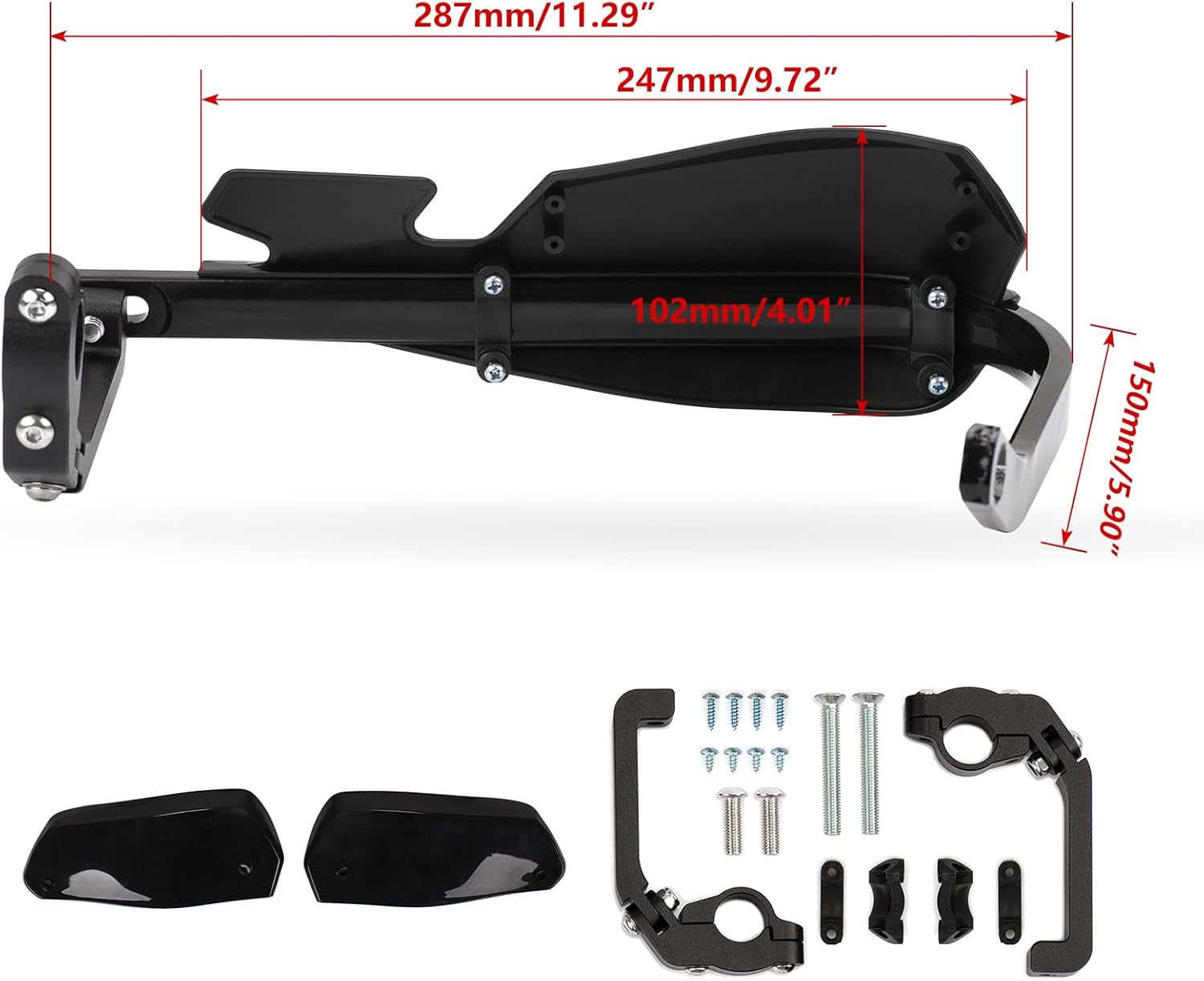 XINGWU Dirt Bike Handguards 7/8" and 1 1/8" Handlebar Upgraded Aluminum Dirt Pit Bike ATV Motorcycle Hand Guards with Height Pads for Hawk 250 CRF YZ DRZ KX Enduro (Black)