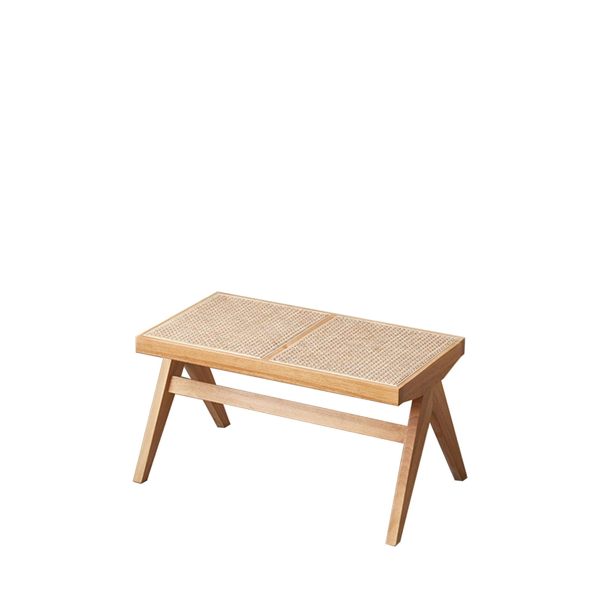 MSHGSKU Farmhouse Rattan Woven Bench Seat for Entryway, Bedroom, and Living Room
