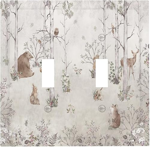 Miniatura 35 de Cubiertas de Interruptor de Luz de 1 Pandilla Bosques Animales Flores Hierba Árboles Placa de Pared Decorativa Interruptor Eléctrico para Decoración