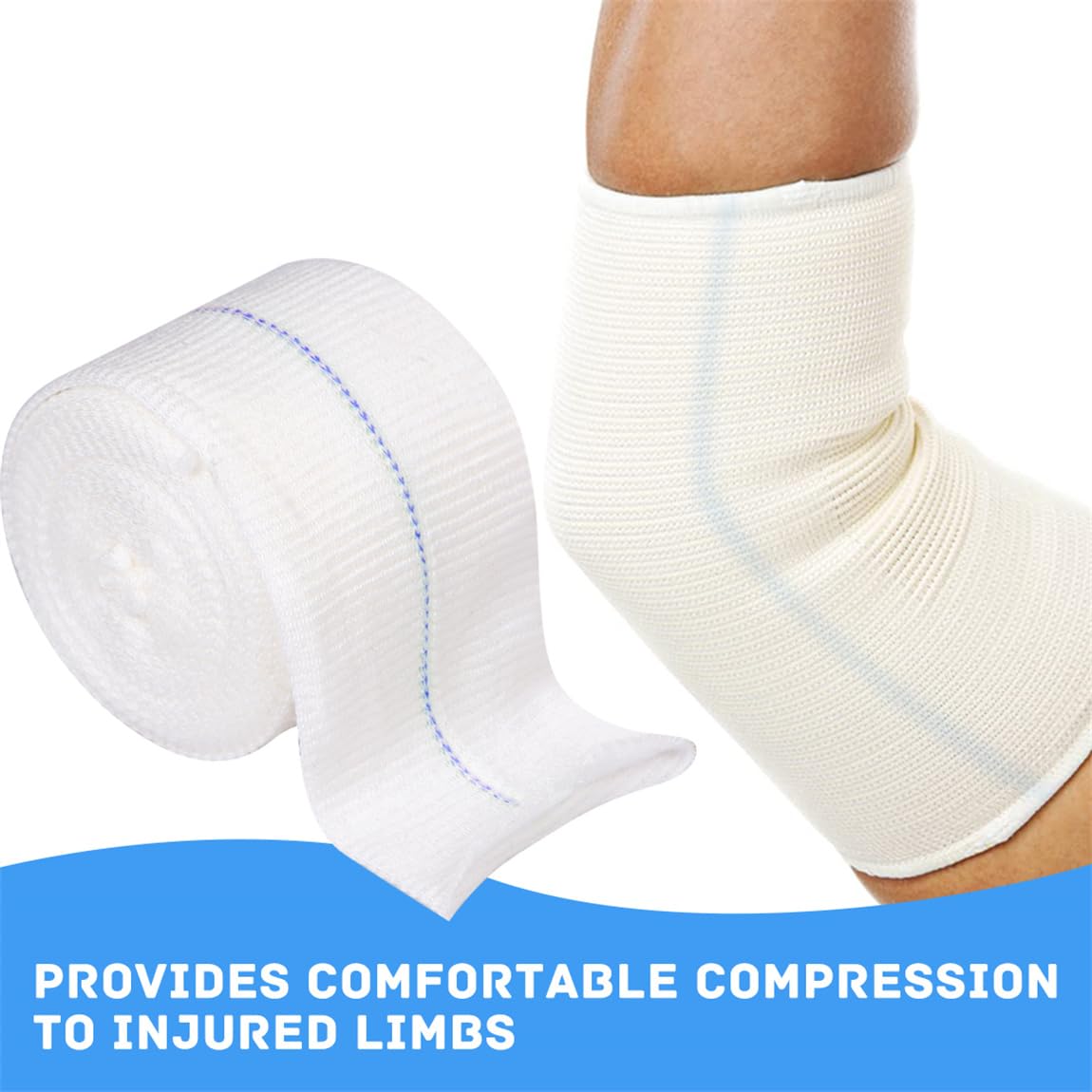 Vendaje tubular elástico de compresión, vendaje tubular transpirable, vendaje de apoyo para brazos, tobillos y rodillas, 7,5 cm x 5 m