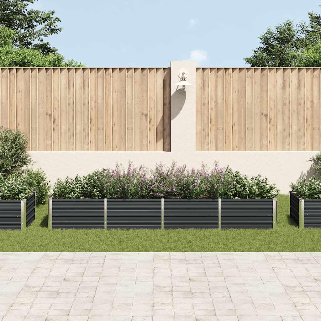 Acero Galvanizado Antracita Huerto Elevado Jardinería Moderna 320x80x45 cm