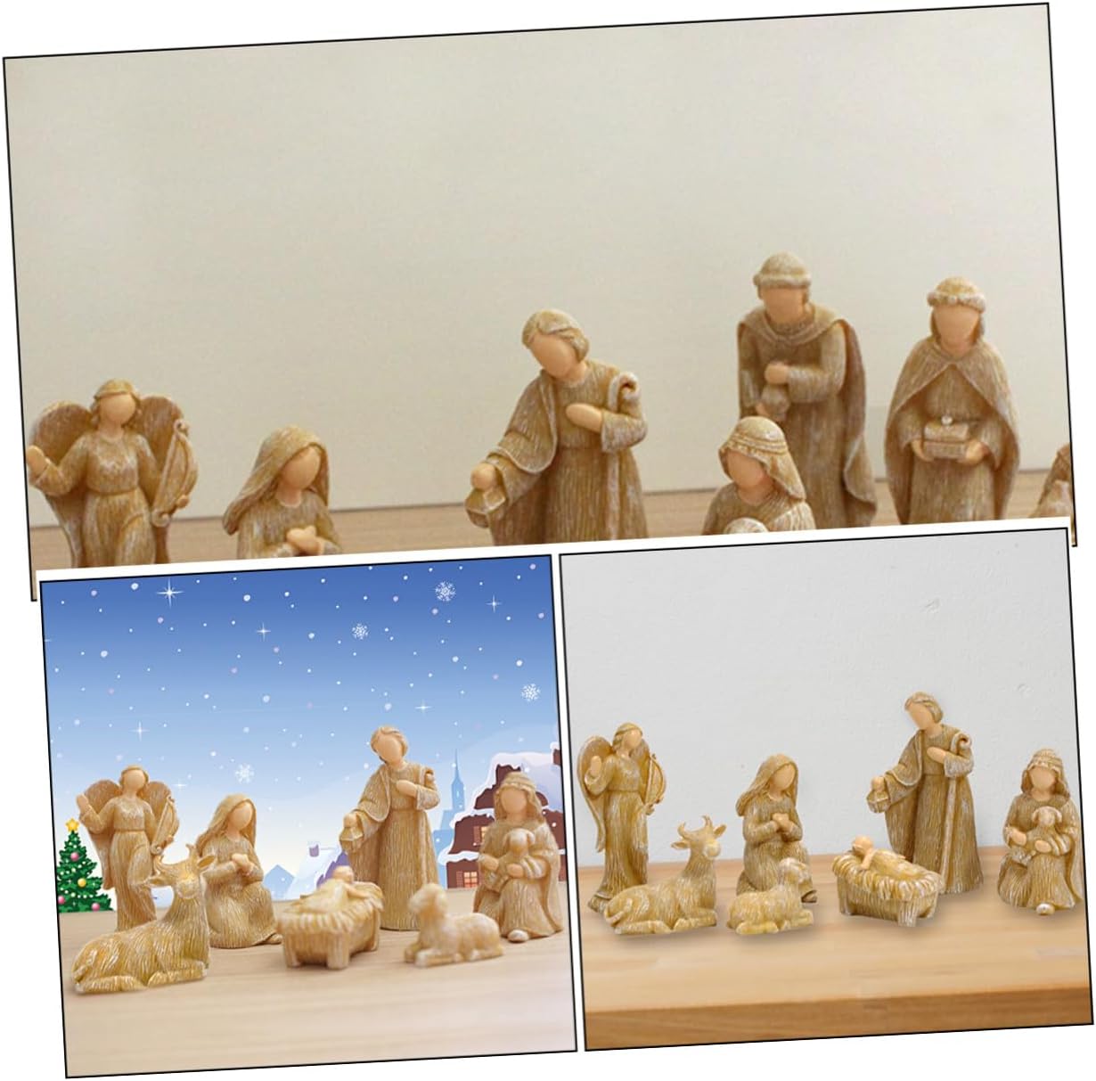 SUPVOX 10pcs Resin Nativity Figures Set Small Jesus Figurines Tabletop Christmas Decorations for Christian Home Manger Scene