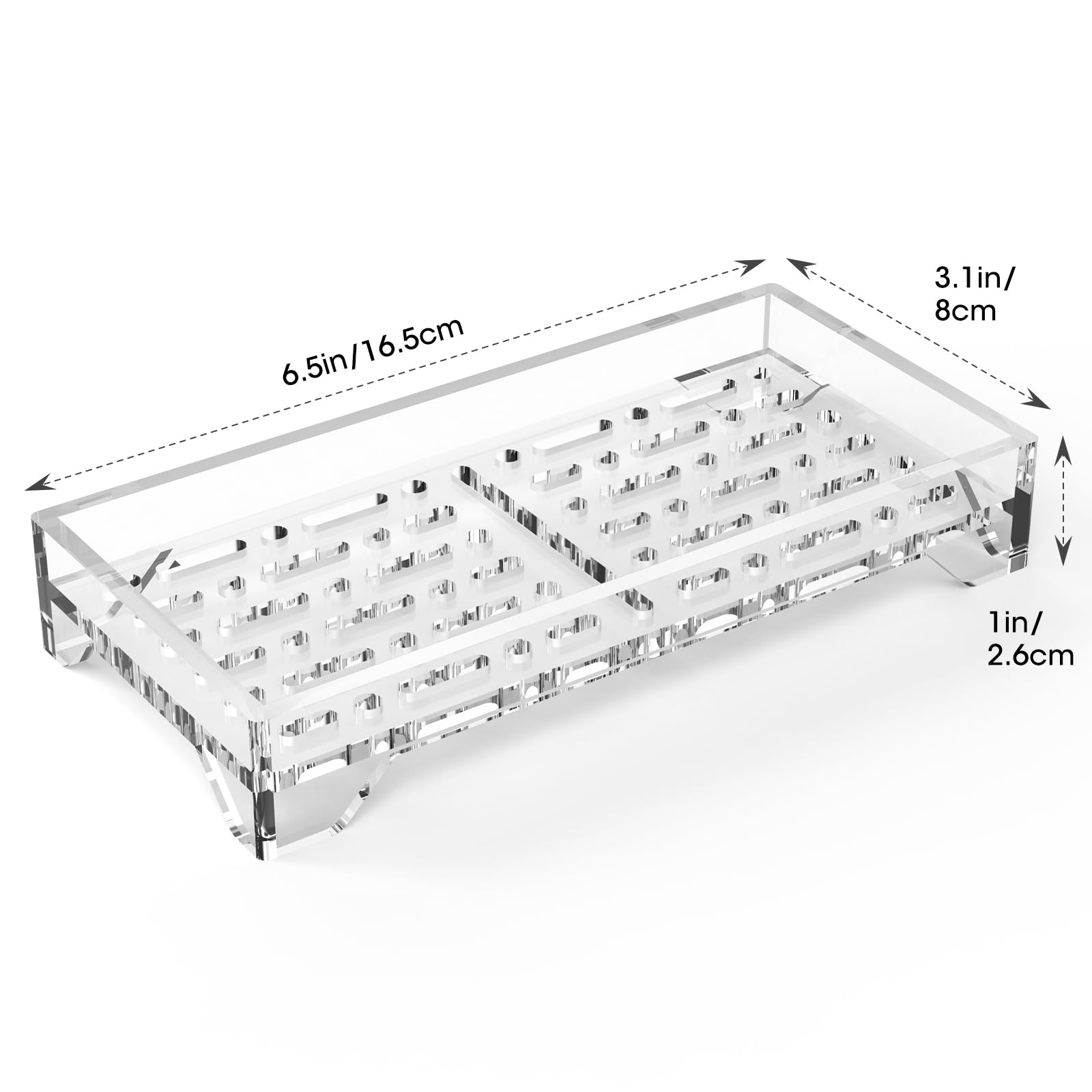 NiHome Seifenschale aus Acryl mit Ablauf, langlebiger Seifenhalter für Bad und Küche, 360° Luftzirkulation, hält Seife trocken und rückstandsfrei, leicht zu reinigen (Transparent)
