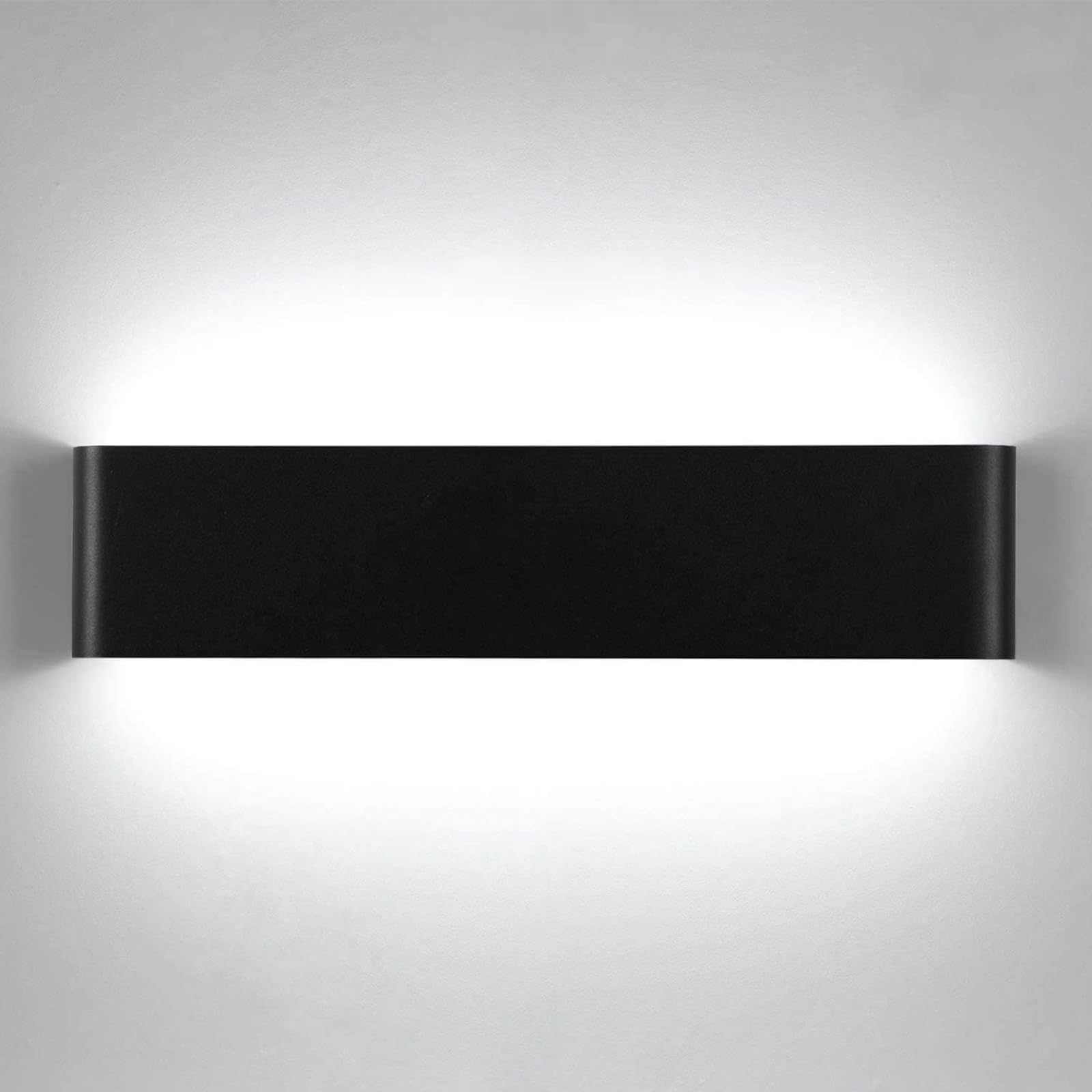 Lightess 18W 40CM Apliques de Pared LED Lámpara de Pared Interior Luz Moderna Agradable Luz de Aluminio Iluminación para Salón, Dormitorio, Sala, Pasillo, Escalera, Negro, 6000K Blanco Frío