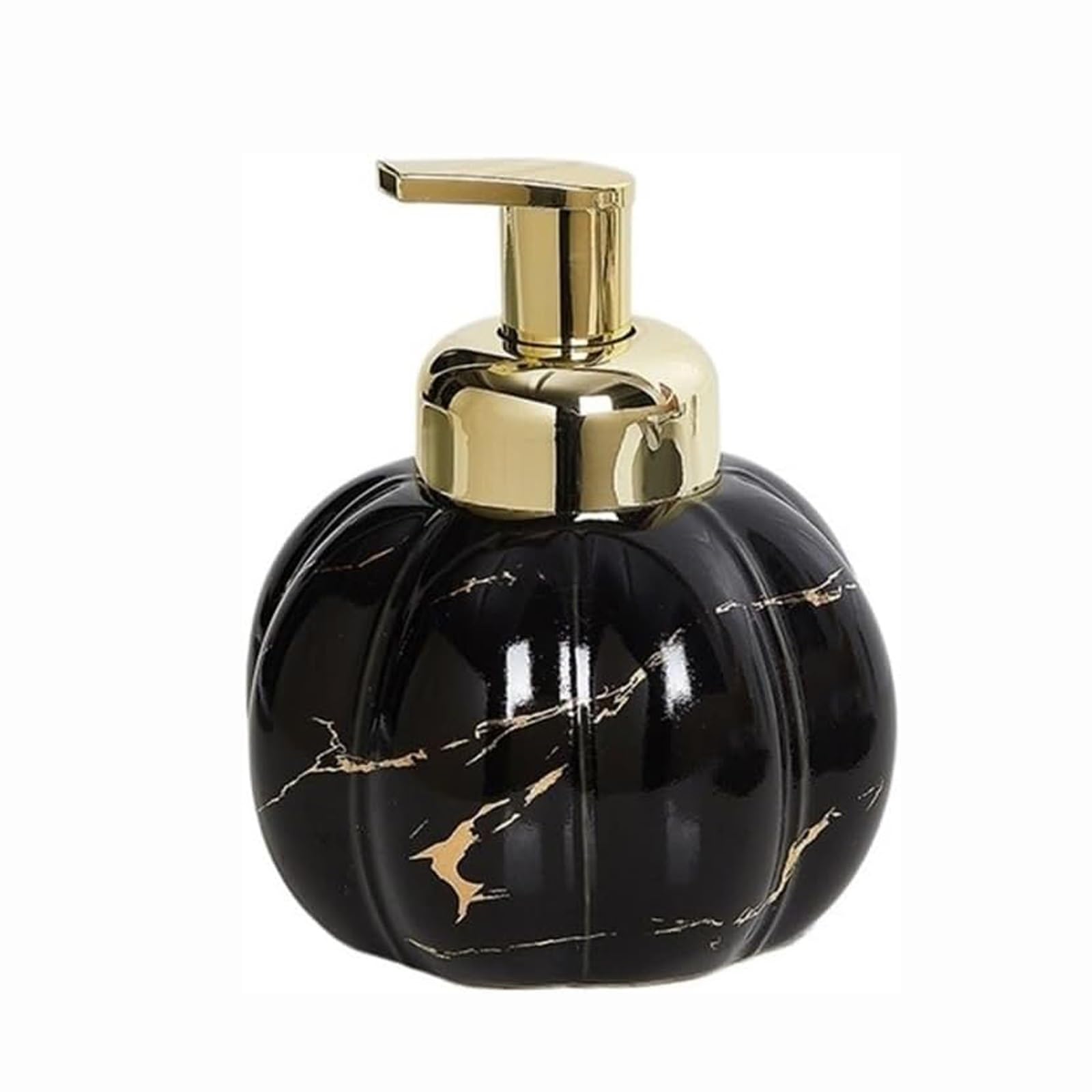 Kxaoxgrc Nero Glass Soap Lotion Dispenser Set, Ceramic Hand Soap Dispenser 460Ml 15.5Oz Gold Pump Marble Multi Rounded For Bath Kitchen(Nero)