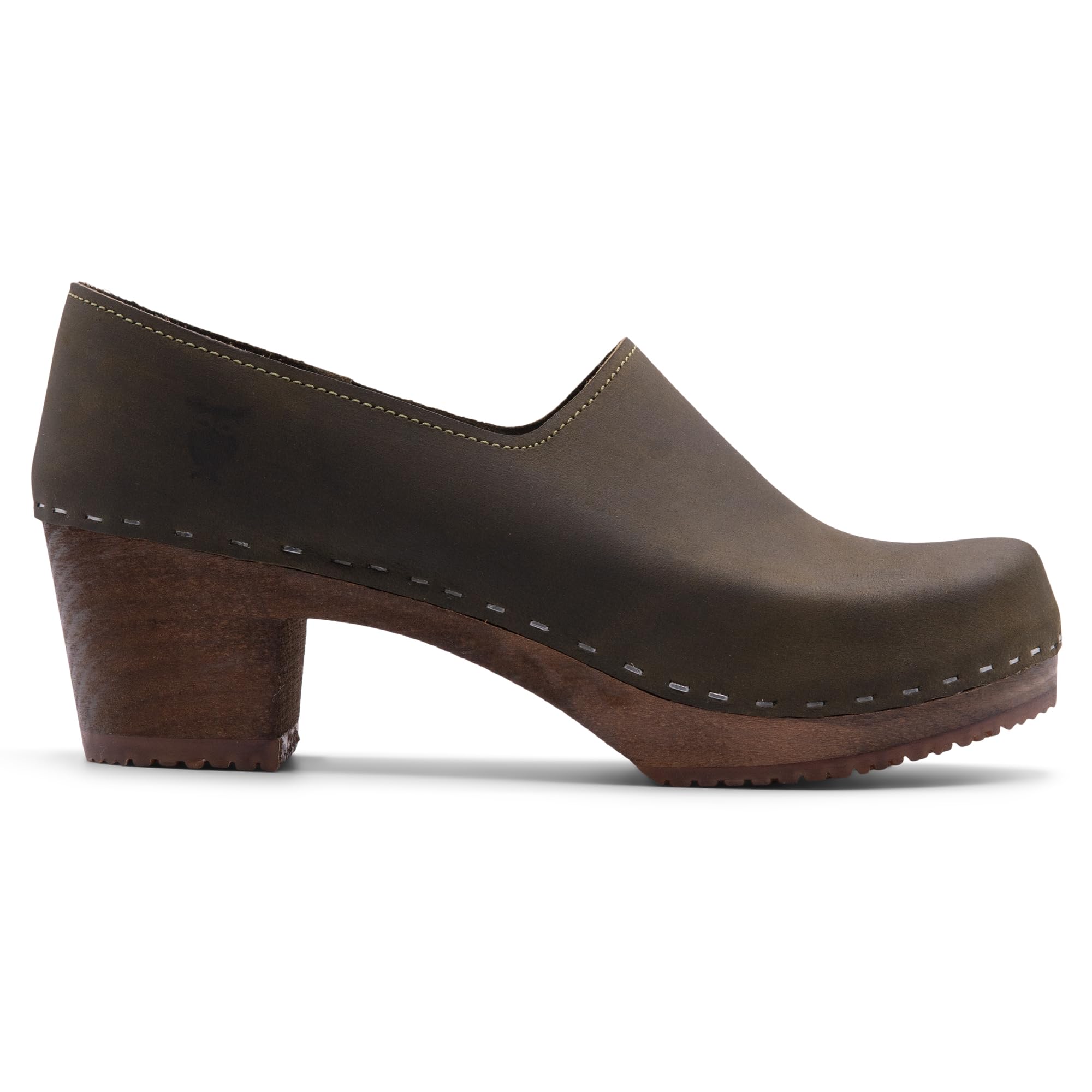 Sandgrens Handmade Swedish High Heel Wood Closed-Back Clogs for Women | Bridget