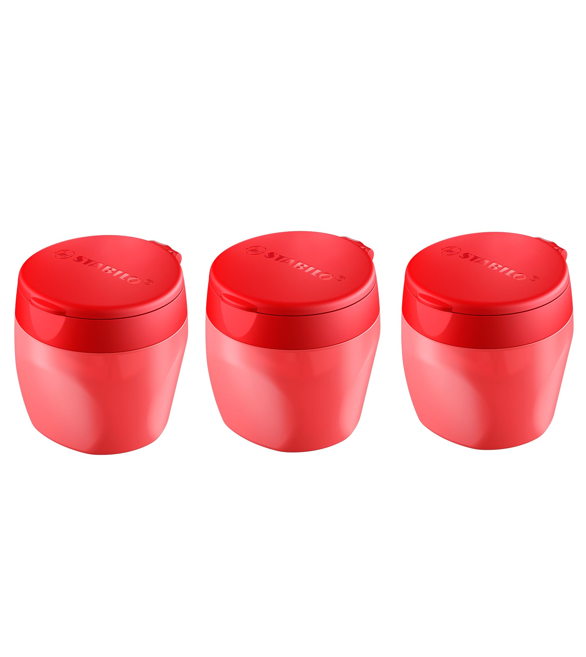 STABILO - Robust Can Sharpener - 3 x Woody 3 in 1 Sharpener - for Extra Thick Pencils - Red