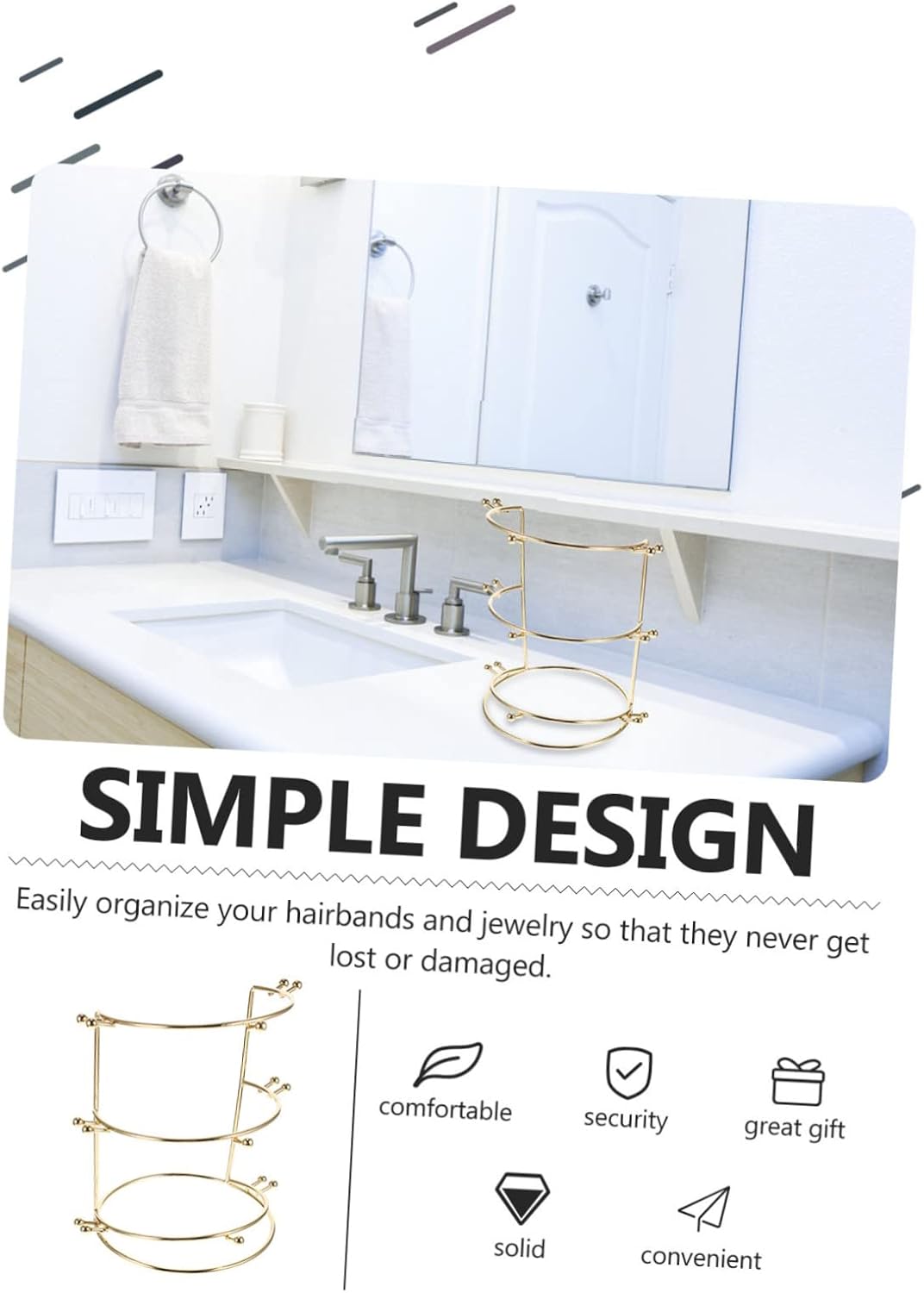 Cabilock Headband Storage 3pcs Crown Display Stand Acrylic Trays for Display Gold Headband Tiara for Girls Headband Bow Holder Headband Organizer Headwear Holder