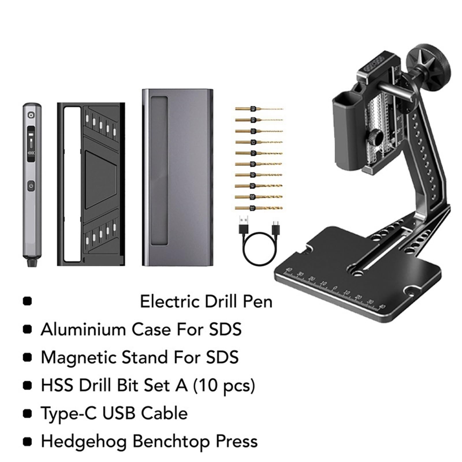 Taladro de banco, minitaladro de columna, Mini taladro eléctrico con prensa de banco, kit de taladro manual inalámbrico for manualidades, madera, plástico, hogar, bricolaje Para bricolaje con joyería