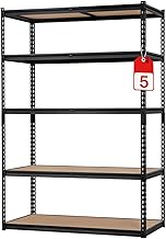 Garvee Steel Rack, 5 Tiers, Metal Rack, Load Capacity 164.9 lbs (740 kg), Height Adjustable, Easy Assembly, Rustproof, Durable, Storage Rack, Storage Shelf, Factory, Warehouse, Garage, Commercial Use