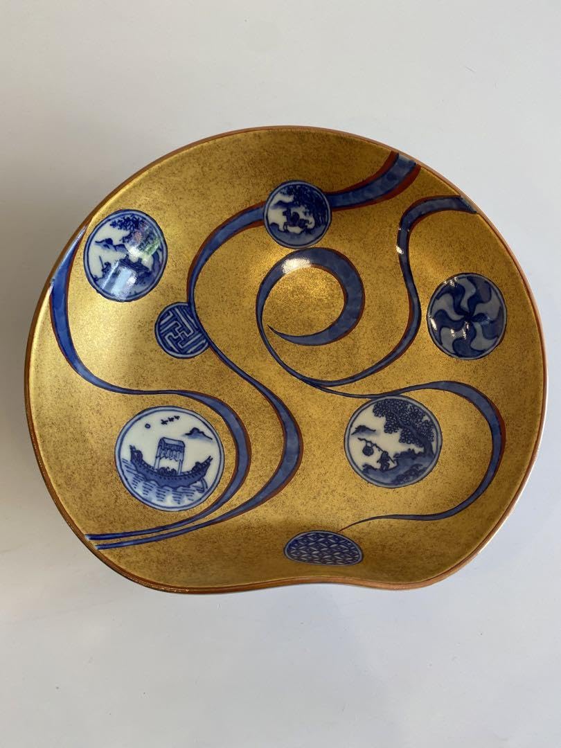 祥瑞金彩丸紋流水菓子鉢　手塚大示作　茶道具 Amazon.co.jp: 祥瑞金彩丸紋流水菓子鉢 手塚大示作 茶道具