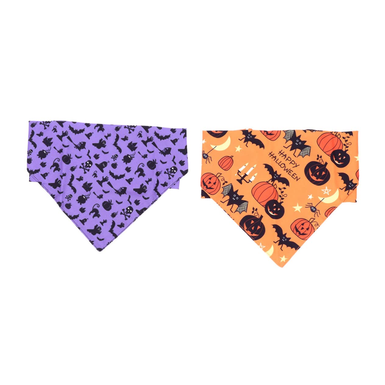 BESTonZON 6 Pièces Set de Bandanas pour Chien Respirant Écharpes Triangle Halloween avec Motifs Citrouille et Crâne Accessoires Cosplay pour Chiens Confortables et Faciles à Porter pour et