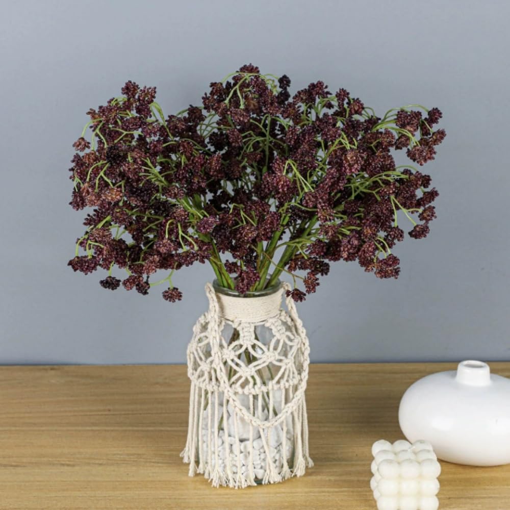 XZJMY Kunstbeeren, Herbstbeeren, künstliche weiche Pflaume, Sedum, Beeren, Stiel, für Herbst, Erntedankfest, Ernte, Weihnachtsbaum, DIY-Dekorationen (lila)