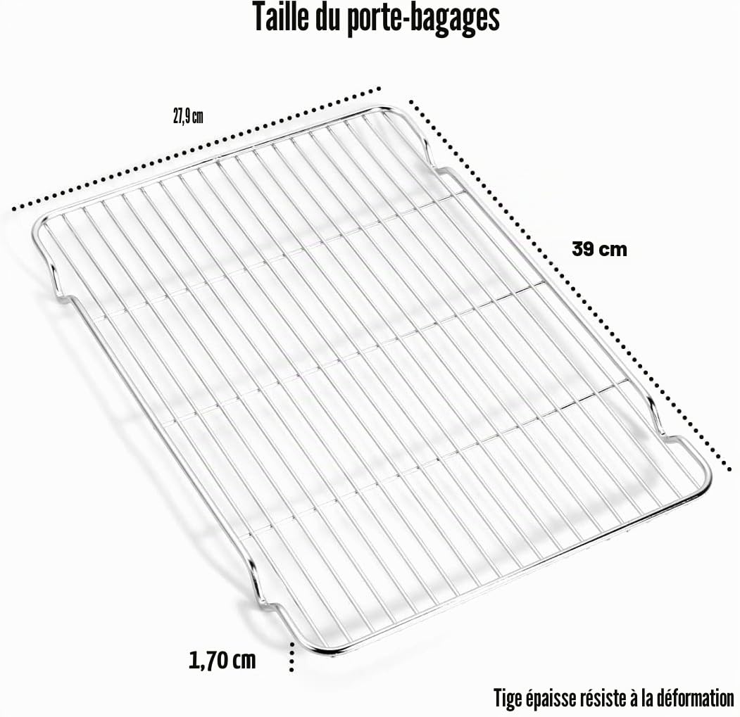 Grande plaque de cuisson en acier inoxydable [2 plateaux + 2 étages] – Moule à biscuits non toxique, robuste, facile à nettoyer, 40,5 x 30,5 x 2,5 cm
