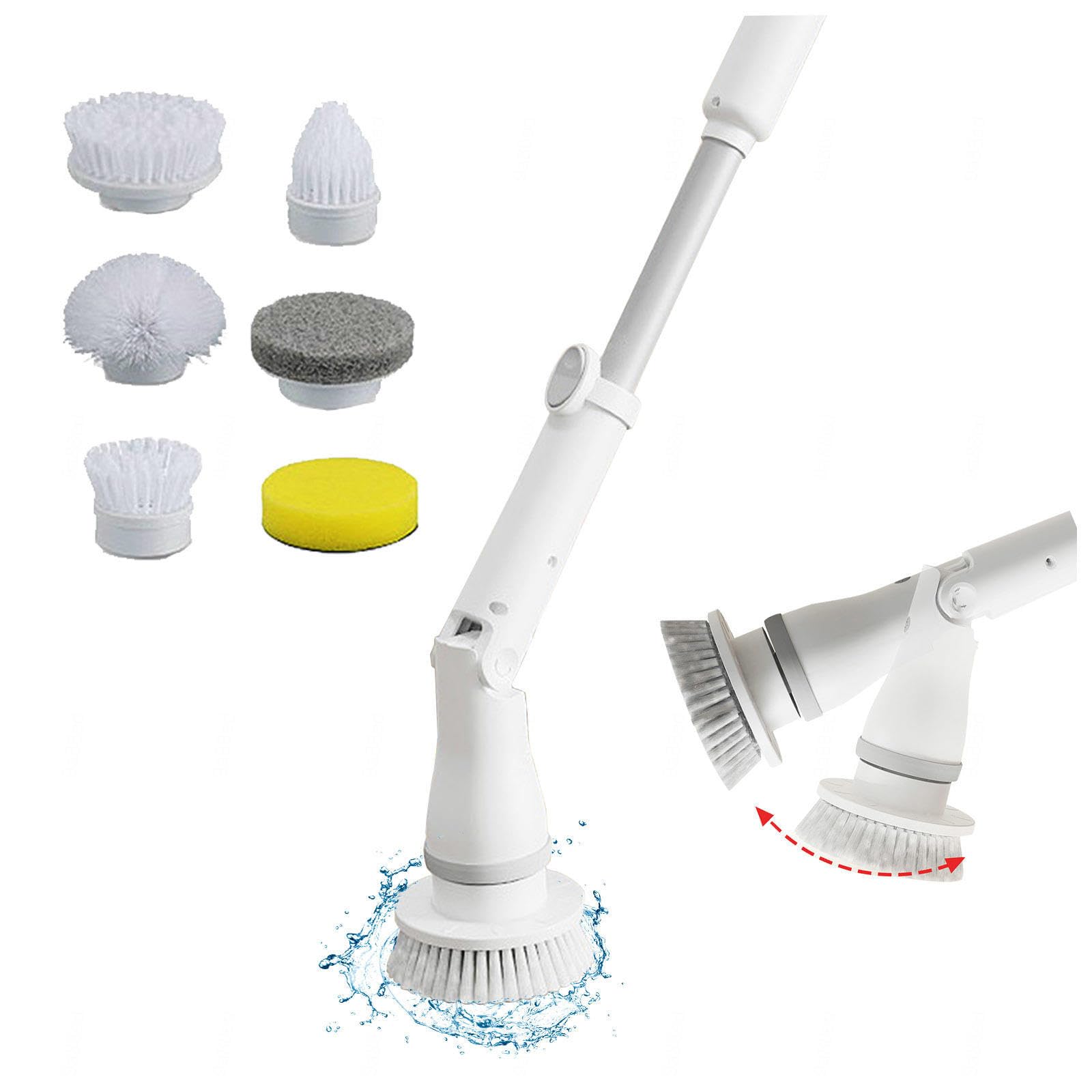 Spazzola Elettrica per Pulizia Wireless con 6 Teste Di Foratura Intercambiabili, Maniglia Regolabile Scrubber Elettrico Pulizia Casa per Bagno, Vasca,Cucina,Pavimento,Auto