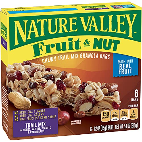 Nature Valley Chewy Trail Mix Granola Bar Fruit and Nut, 12 Bars, 7.4 oz (Pack of 12)