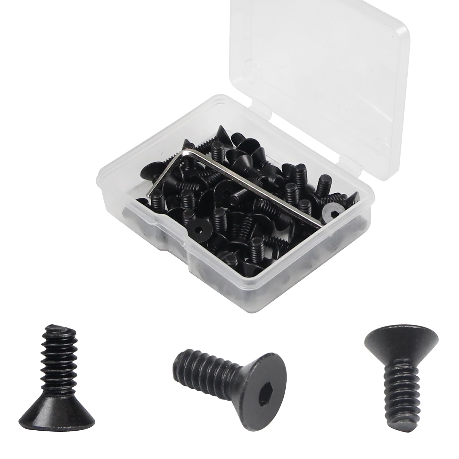 Mriuuod 50pcs #6-32x3/8 Flat Head Socket Cap Screws, Sight Scope Screw 10.9 Carbon Steel Hex Socket Countersunk Flat Head Screw Small Machine Screws