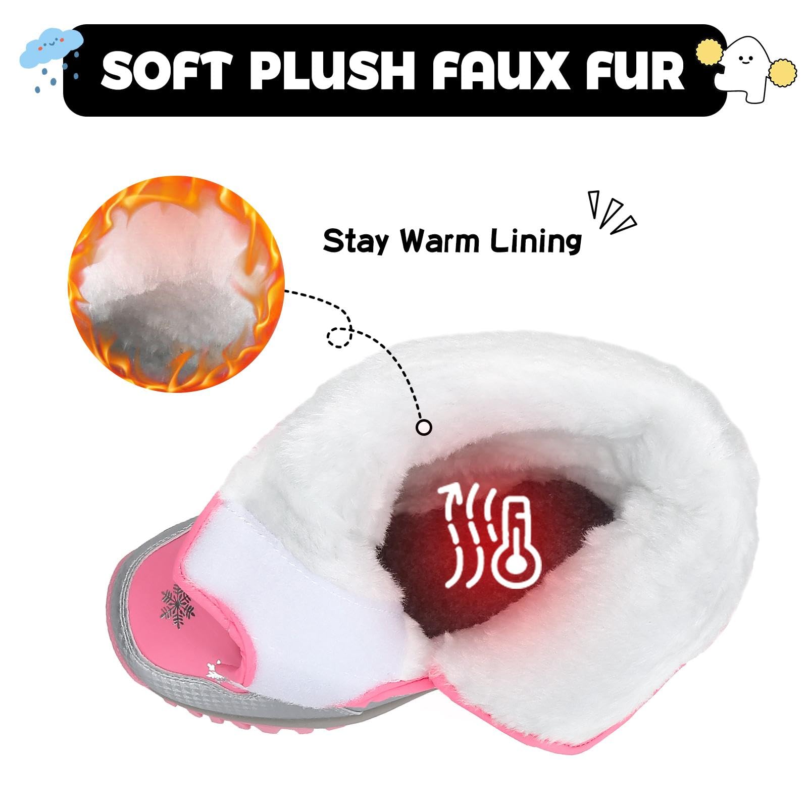 Mishansha Bambini Stivali da Neve Ragazze Caldo Fodera Stivaletti Invernali Ragazzi Scarpe Comodo Antiscivolo