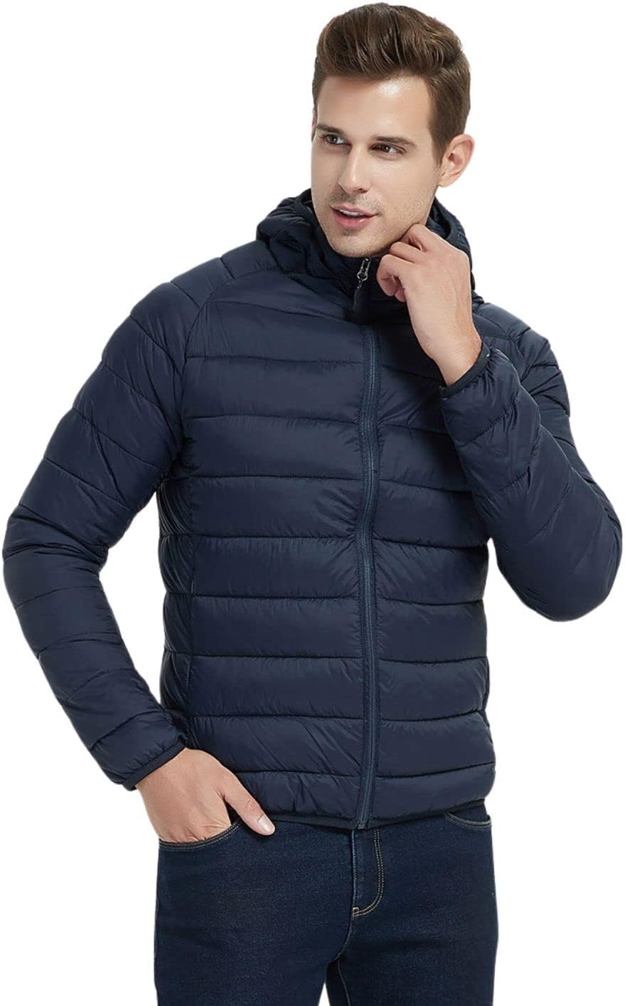 Kinkia Men's Lightweight Puffer Jacket Ultra Soft Warm Waterproof Quilted Hooded Outwear Coat - Image 4