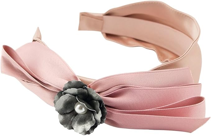 Amazon Co Jp ソウビエン カチューシャ リボン フラワー スモーキー 大人 カジュアル パーティー パール ヘアアレンジ 髪留め 髪飾り ヘアアクセサリー ジュエリー