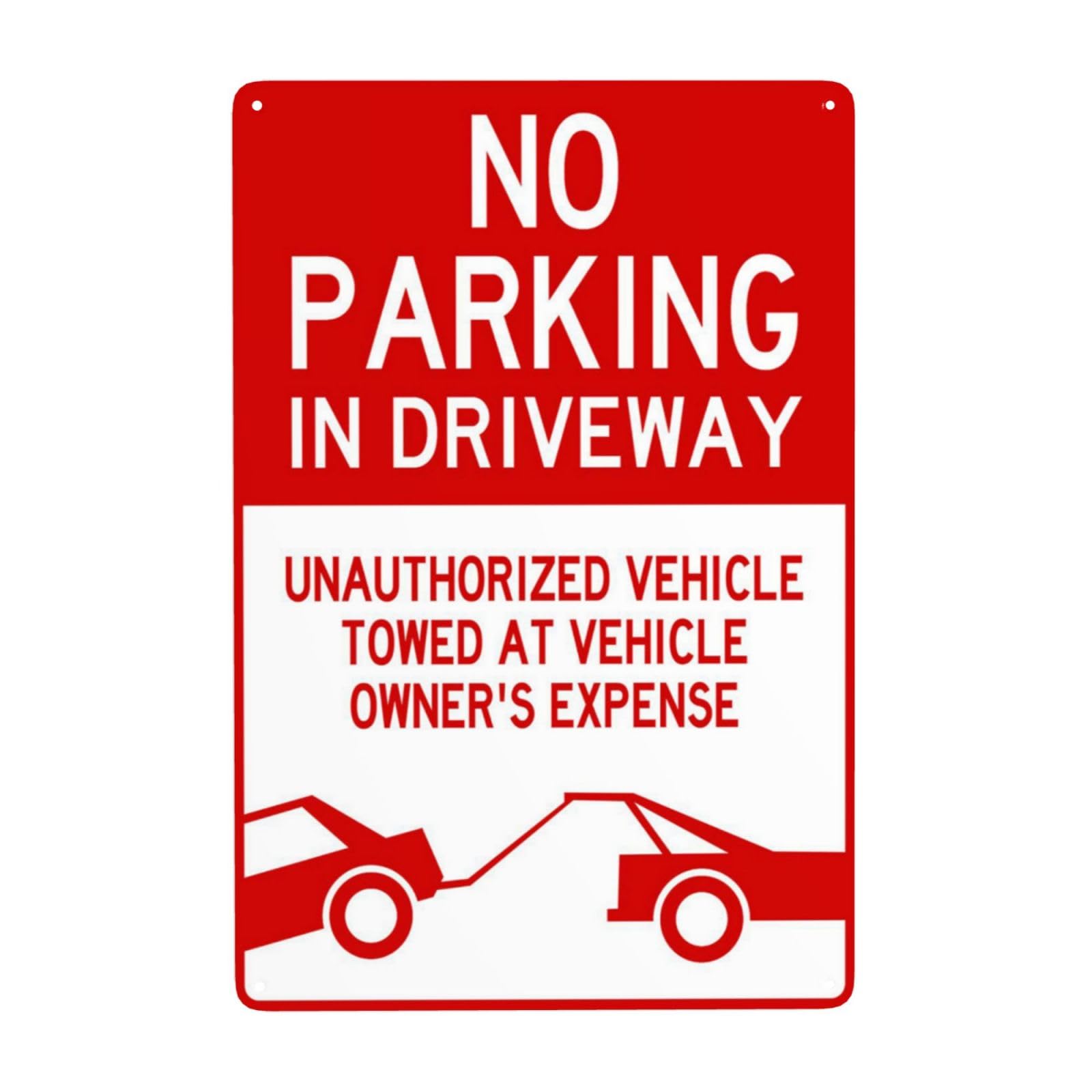 No Parking In Driveway, Unauthorized Cars Towed Vintage Metal Sign 12x8 Inch