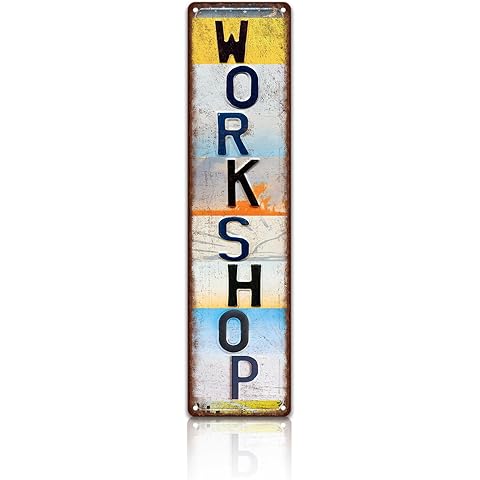 Vintage Work Shop Wall Decor Street Signs Home Bar Coffee Metal Tin Signs 4 x 16 Inches