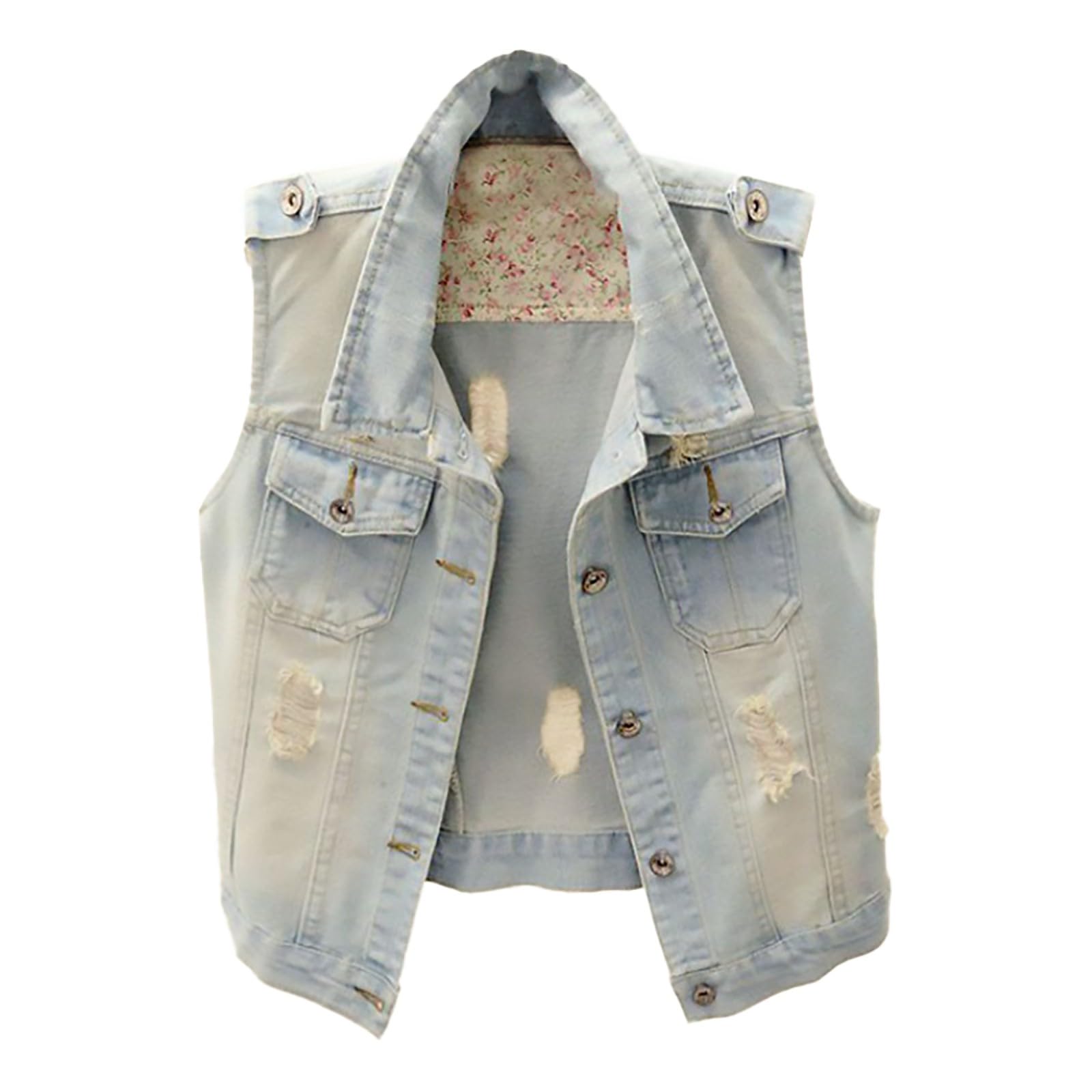 Gilet in Denim da Donna Senza Maniche Casual Vacanze Primavera Estate