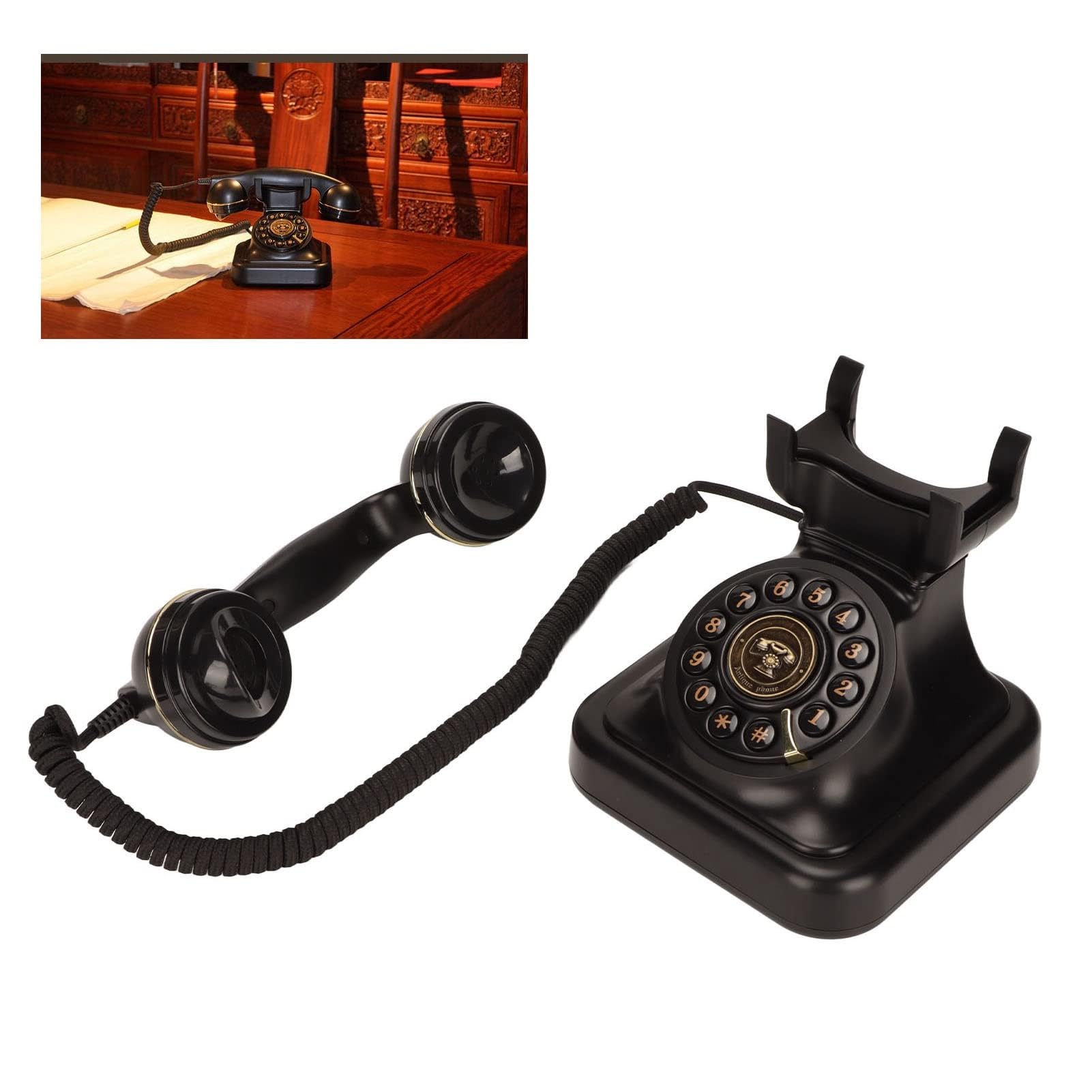 Telefono Fisso retrò, Telefono con con Filo Vintage Telefoni Classici di Vecchia Moda Telefono da Scrivania Cablato per Casa Ufficio, Regali per Amici Bambini